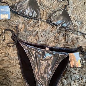 Victorias secret NWT, medium silver pewter bikini.